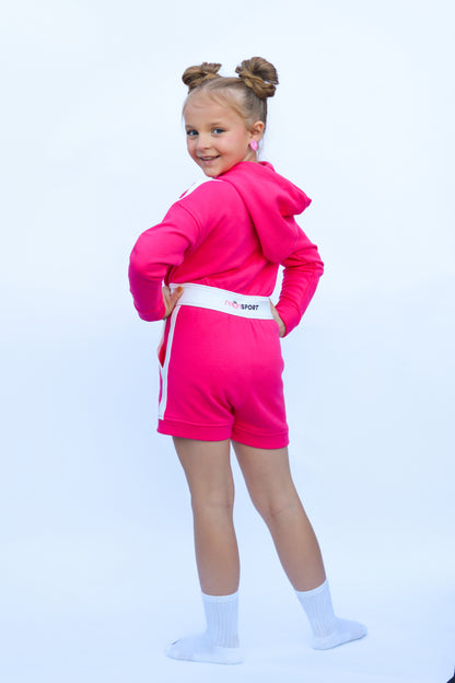 Youth Hot Pink Long Sleeve Romper