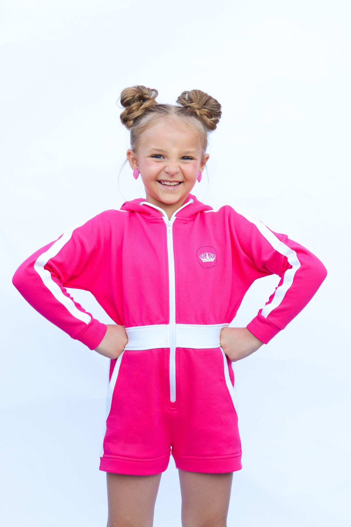 Youth Hot Pink Long Sleeve Romper