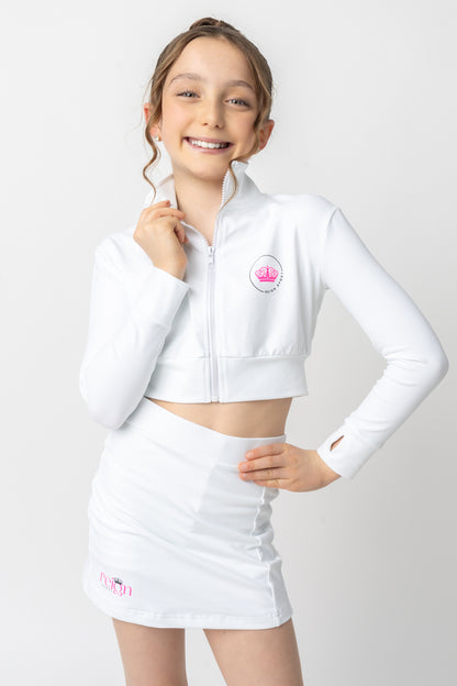 Youth REIGN Essentials White Cropped Jacket