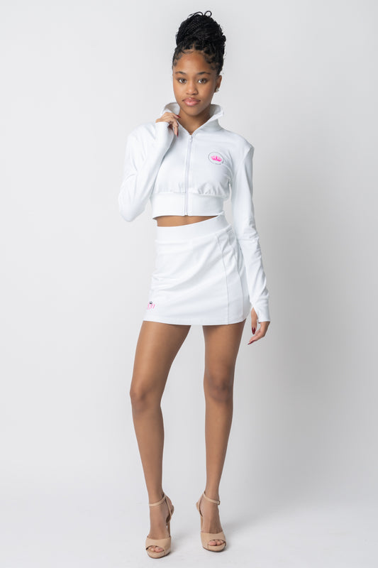 Women's Essentials White Jacket & Skirt Set