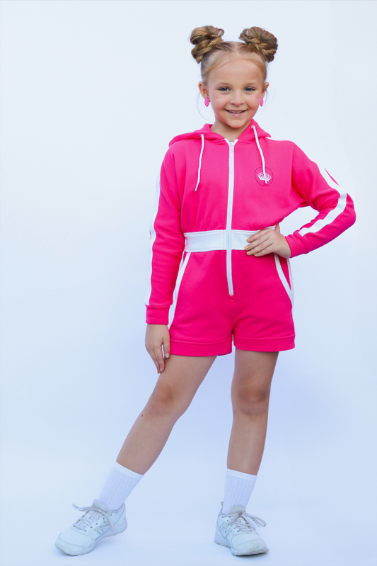 Youth Hot Pink Long Sleeve Romper